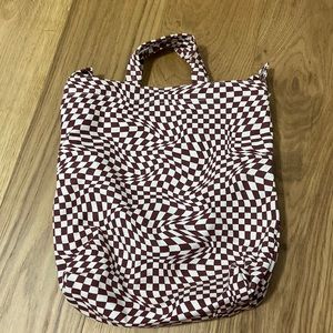 Maroon trippy checker duck bag